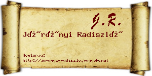 Járányi Radiszló névjegykártya